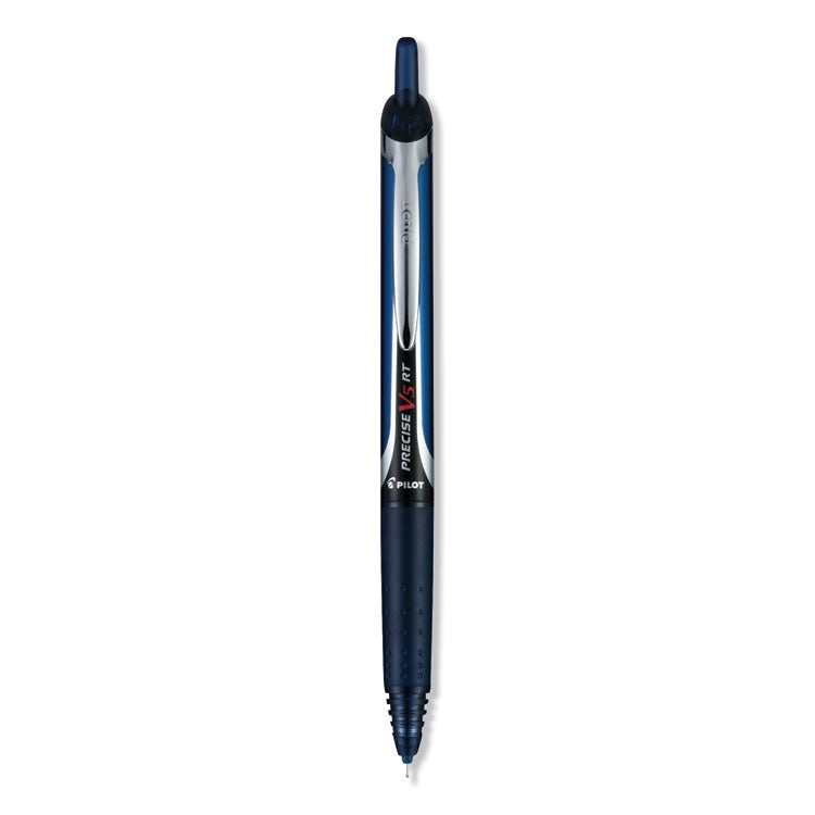 Pilot - Precise V5RT Roller Ball Pen, Retractable, Extra-Fine 0.5 mm, Navy Ink, Navy Barrel, Dozen