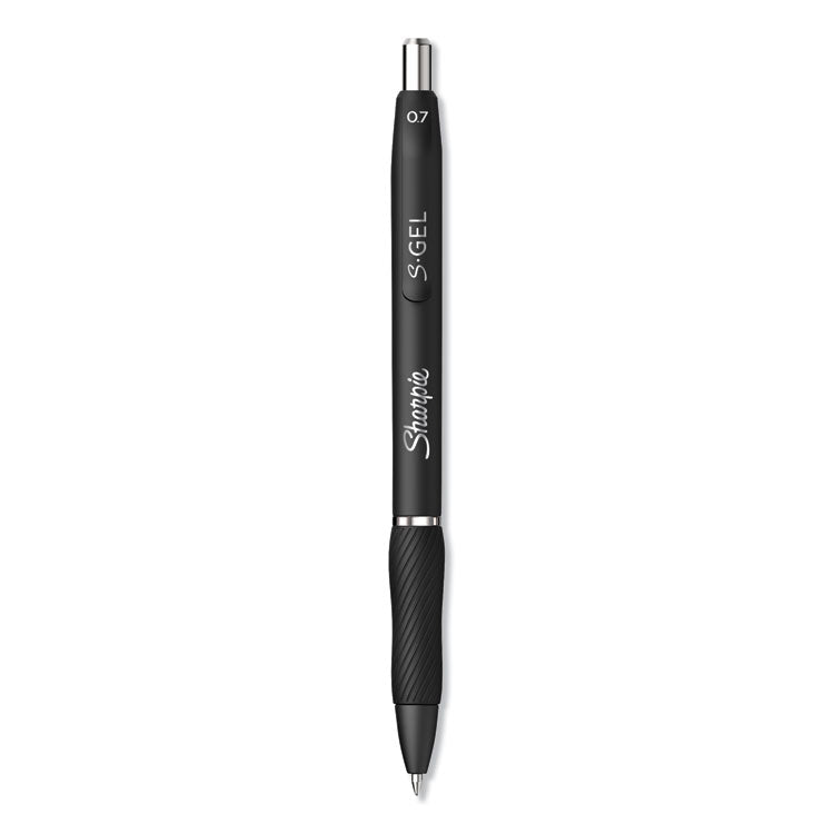 Sharpie S-Gel - S-Gel High-Performance Gel Pen, Retractable, Medium 0.7 mm, Black Ink, Black Barrel, Dozen