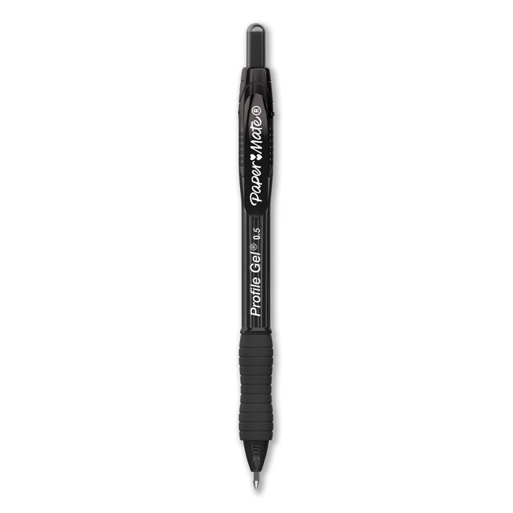 Paper Mate - Profile Gel Pen, Retractable, Fine 0.5 mm, Black Ink, Translucent Black Barrel, 36/Pack