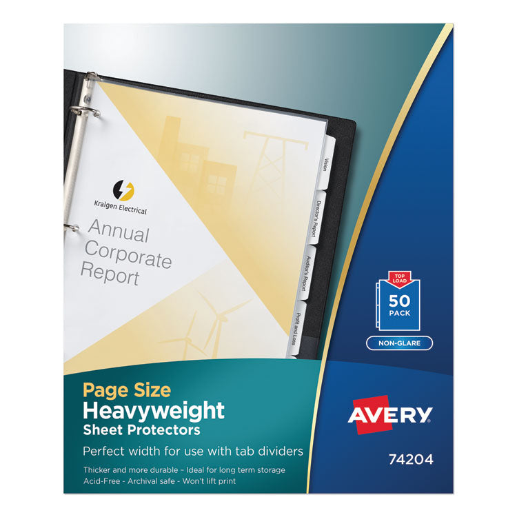 Avery - Top-Load Poly Three-Hole Sheet Protectors, Non-Glare, Letter, 50/Box