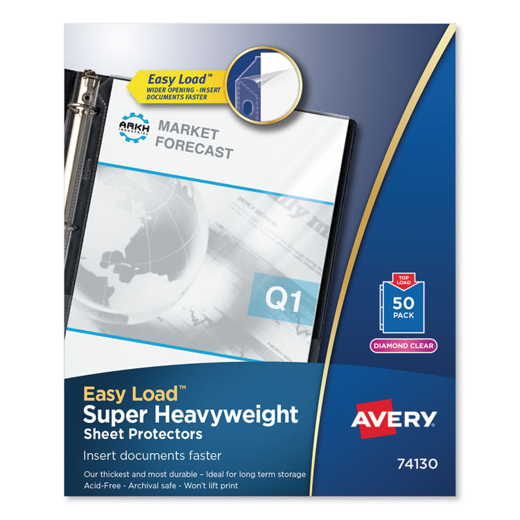 Avery - Top-Load Poly Sheet Protector, Super Heavy Gauge, Letter, Diamond Clear, 50/Box