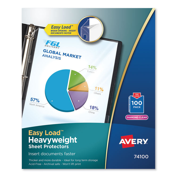 Avery - Top-Load Poly Sheet Protectors, Heavy Gauge, Letter, Diamond Clear, 100/Box