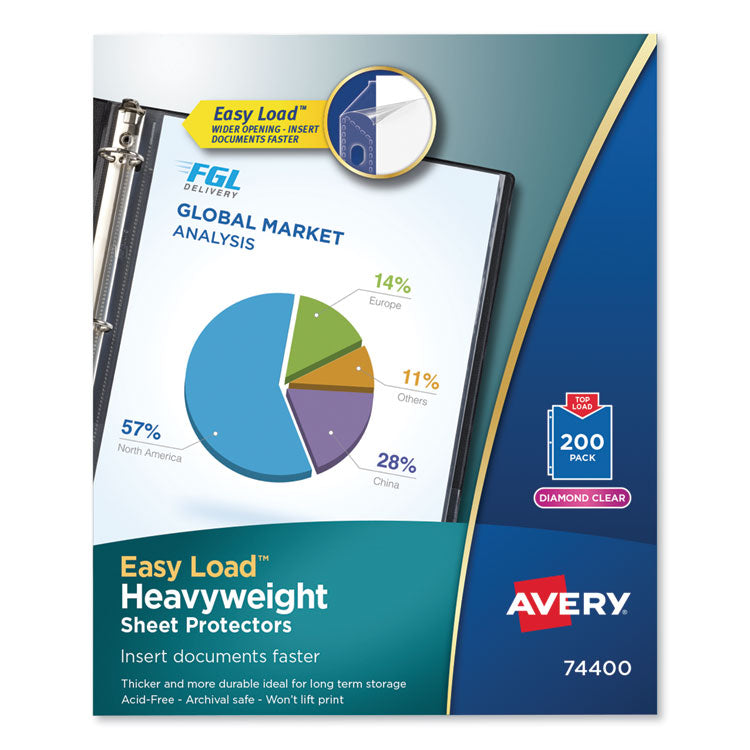 Avery - Top-Load Poly Sheet Protectors, Heavy, Letter, Diamond Clear, 200/Box