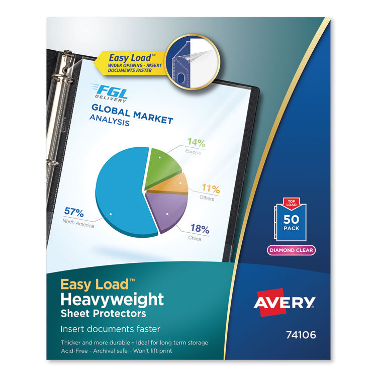 Avery - Top-Load Poly Sheet Protectors, Heavy Gauge, Letter, Diamond Clear, 50/Box