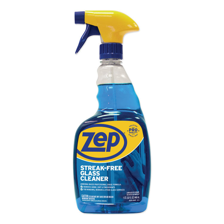 Zep Commercial - Streak-Free Glass Cleaner, Pleasant Scent, 32 oz Spray Bottle