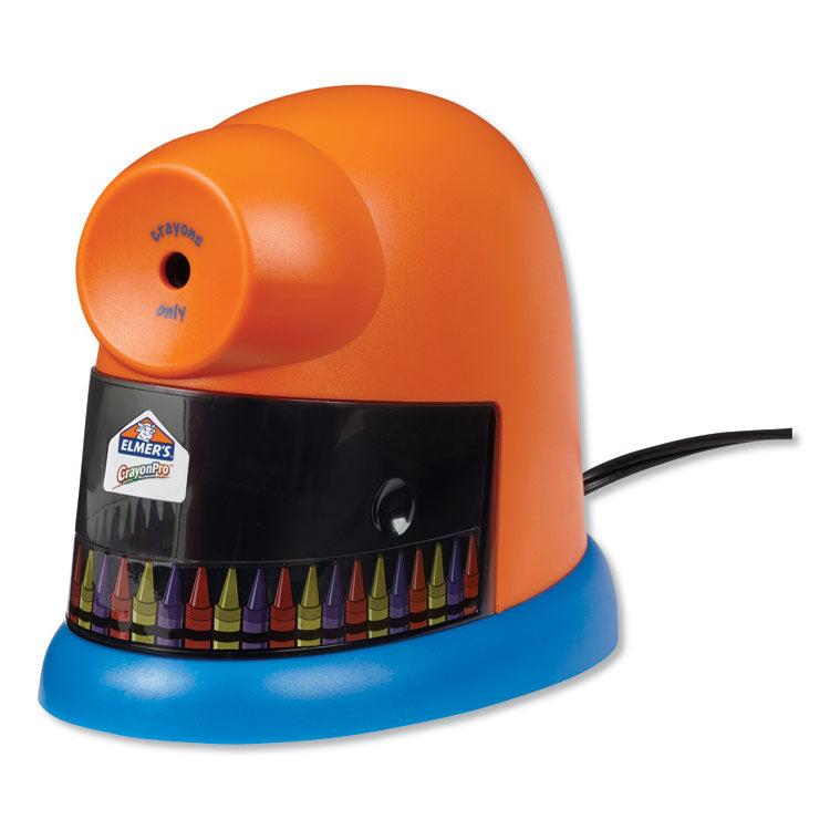 Elmer's - CrayonPro Electric Sharpener, School Version, AC-Powered, 5.63 x 8.75 x 7.13, Orange/Blue