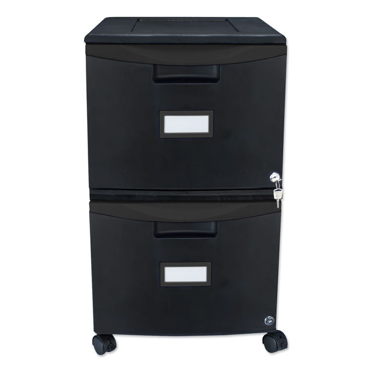 Storex - Two-Drawer Mobile Filing Cabinet, 2 Legal/Letter-Size File Drawers, Black, 14.75" x 18.25" x 26"