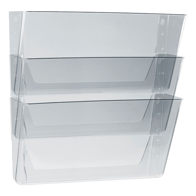 Storex - Wall File, 3 Sections, Legal Size 16" x 4" x 14", Clear, 3/Set