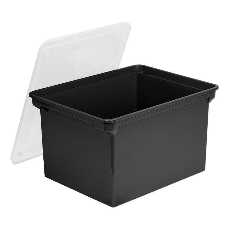 Storex - Plastic File Tote, Letter/Legal Files, 18.5" x 14.25" x 10.88", Black/Clear