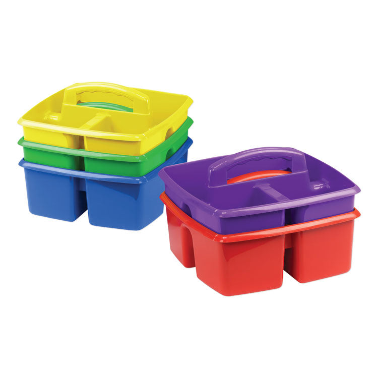 Storex - Small Art Caddies, 3 Sections, 9.25" x 9.25" x 5.25", Assorted Colors, 5/Pack