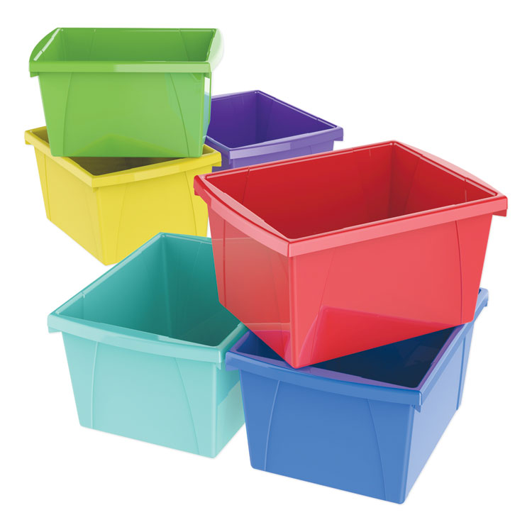 Storex - Storage Bins, 4 gal, 10 x 12.63 x 7.75, Randomly Assorted Colors