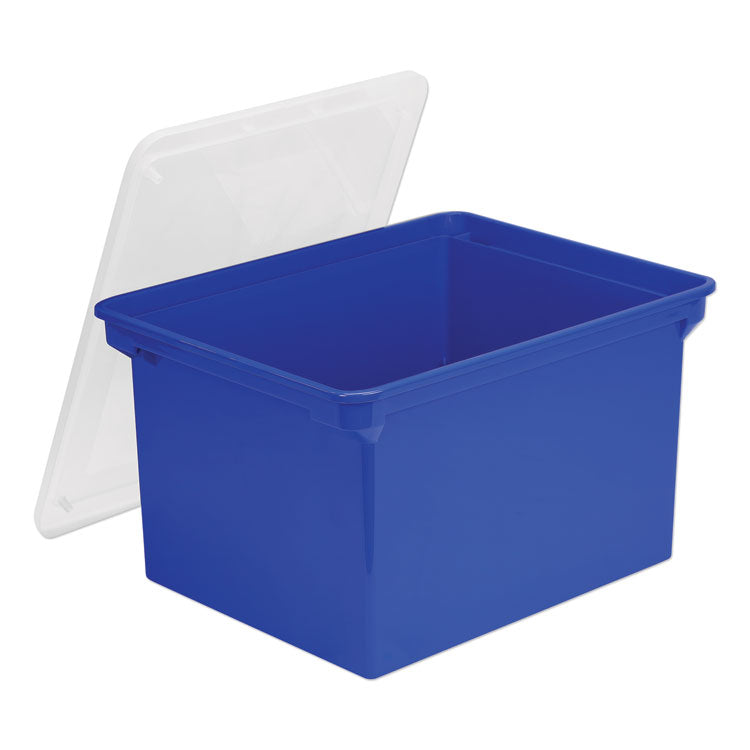 Storex - Plastic File Tote, Letter/Legal Files, 18.5" x 14.25" x 10.88", Blue/Clear