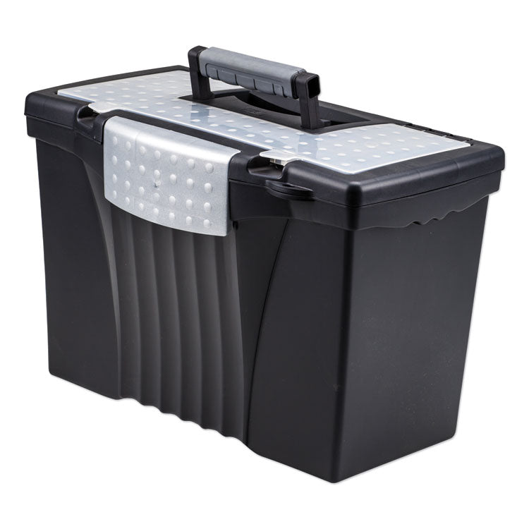 Storex - Portable Letter/Legal Filebox with Organizer Lid, Letter/Legal Files, 14.5" x 10.5" x 12", Black