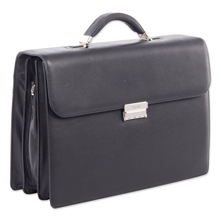 Swiss Mobility - Milestone Briefcase, Fits Devices Up to 15.6", Leather, 5 x 5 x 12, Black