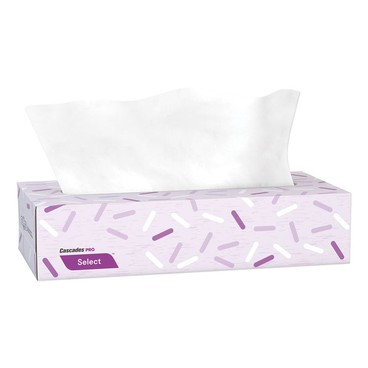 Cascades PRO - Select Flat Box Facial Tissue, 2-Ply, White, 100 Sheets/Box, 30 Boxes/Carton