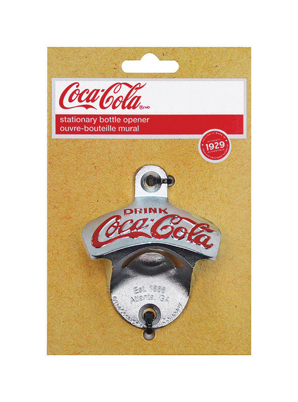 TABLECRAFT - TableCraft Coca-Cola Galvanized Silver Cast Metal Manual Wall Mount Bottle Opener