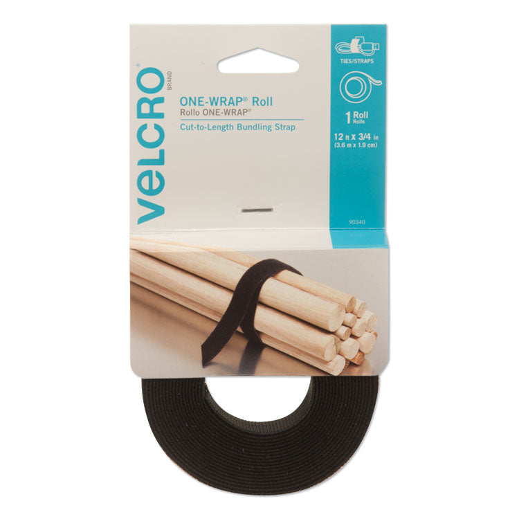 VELCRO Brand - ONE-WRAP Pre-Cut Standard Ties, 0.75" x 12", Black