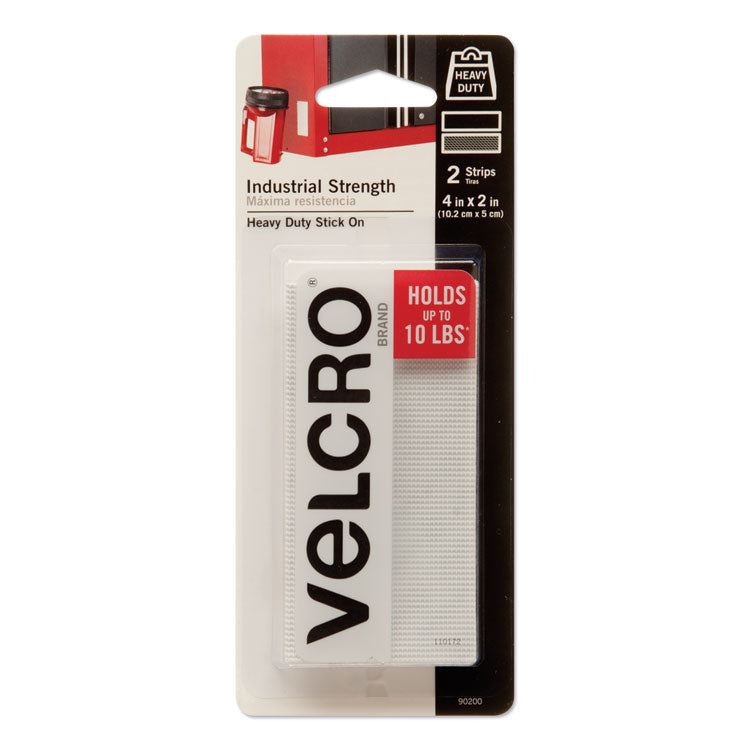 VELCRO Brand - Industrial-Strength Heavy-Duty Fasteners, 2" x 4", White, 2/Pack