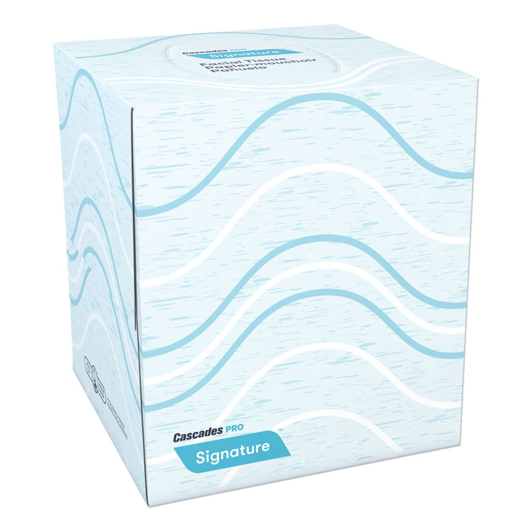 Cascades PRO - Signature Facial Tissue, 2-Ply, White, Cube, 90 Sheets/Box, 36 Boxes/Carton