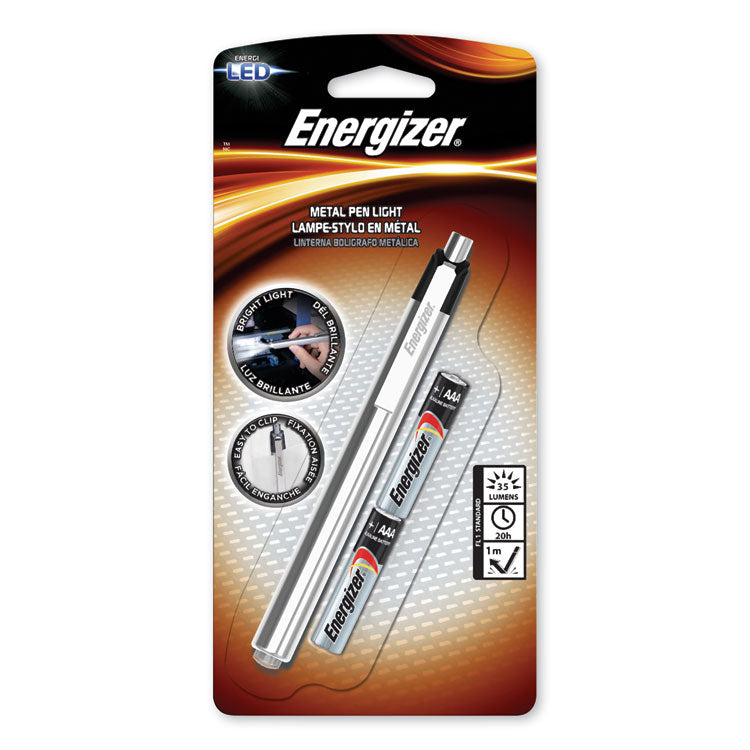 Energizer - LED Pen Light, 2 AAA Batteries (Included), Silver/Black