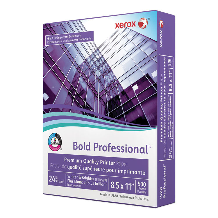 xerox - Bold Professional Quality Paper, 98 Bright, 24 lb Bond Weight, 8.5 x 11, White, 500/Ream