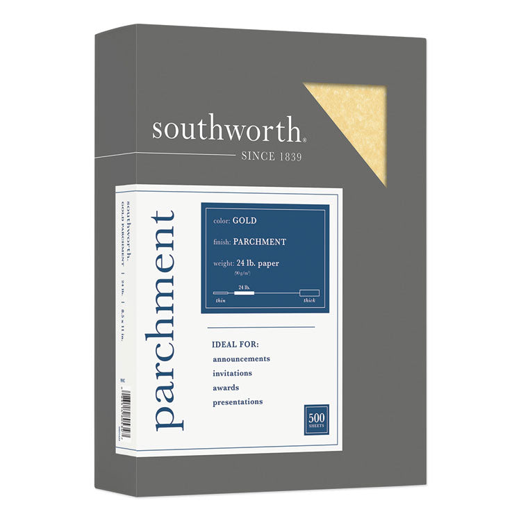 Southworth - Parchment Specialty Paper, 24 lb Bond Weight, 8.5 x 11, Gold, 500/Ream