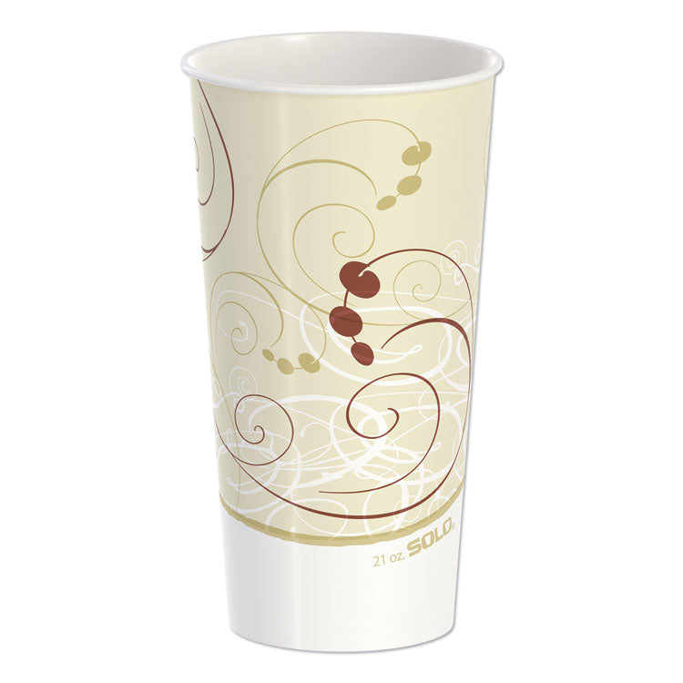 Dart - Double Sided Poly Paper Cold Cups, 21 oz, Symphony Design, Tan/Maroon/White, 50/Pack, 20 Packs/Carton