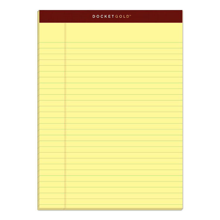 TOPS - Docket Gold Ruled Perforated Pads, Wide/Legal Rule, 50 Canary-Yellow 8.5 x 11.75 Sheets, 12/Pack