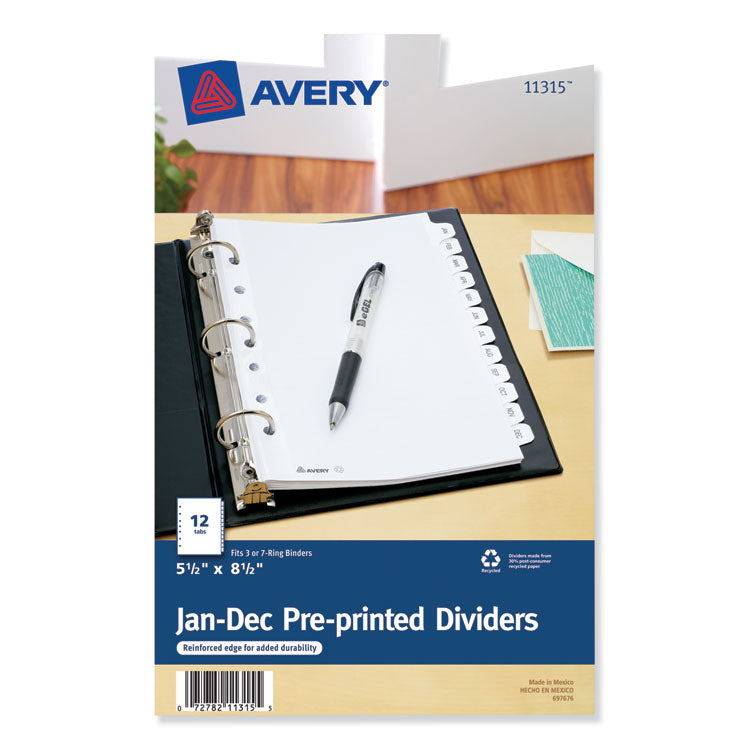 Avery - Preprinted Tab Dividers, 12-Tab, 8.5 x 5 1/2 (9164336)