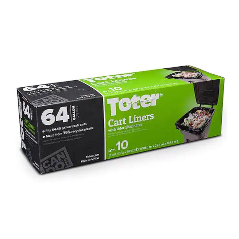 TOTER - Toter 64 gal Cart Liner Quick Tie 10 pk 1.1 mil