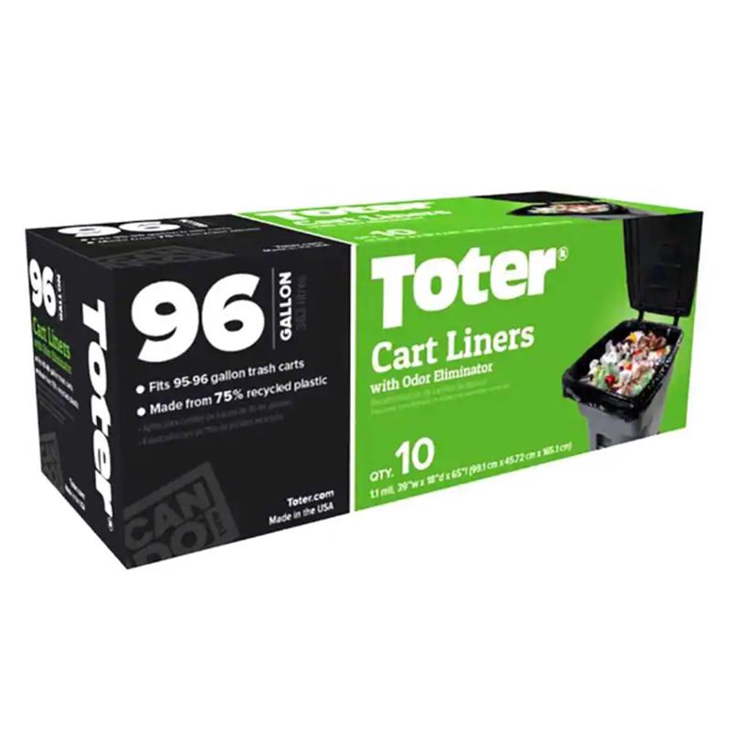 TOTER - Toter 96 gal Cart Liner Quick Tie 10 pk 1.1 mil