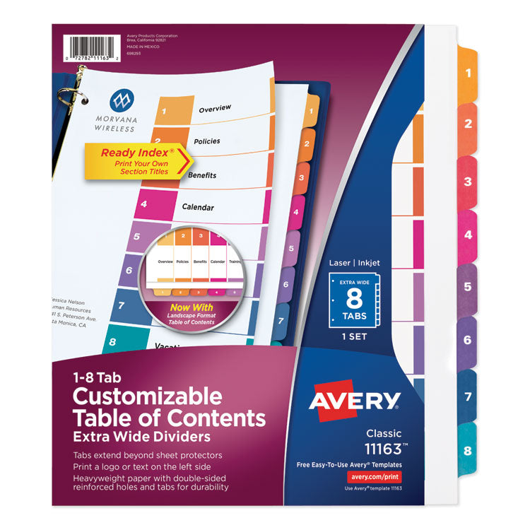 Avery - Customizable TOC Ready Index Multicolor Dividers, 8-Tab, Letter (6051908)