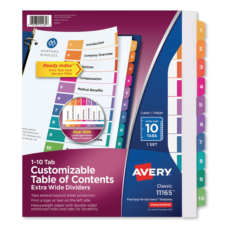 Avery - Customizable TOC Ready Index Multicolor Dividers, 10-Tab, Letter (6051866)