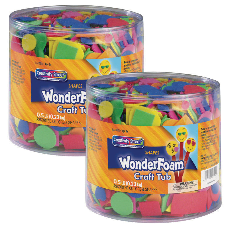 CREATIVITY STREET - WonderFoam® Craft Tub, Foam Shapes, Assorted Sizes, 1/2 lb. Per Pack, 2 Packs
