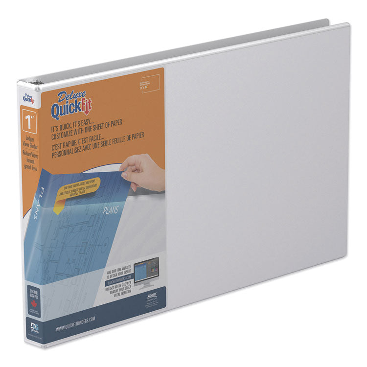 Stride - QuickFit Ledger D-Ring View Binder, 3 Rings, 1" Capacity, 11 x 17, White