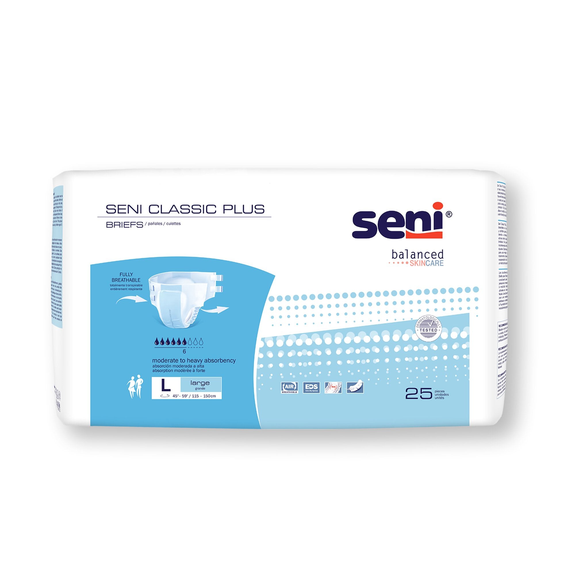 TZMO USA Inc - Unisex Adult Incontinence Brief Seni® Classic Plus Large Disposable Moderate Absorbency [25/PK]