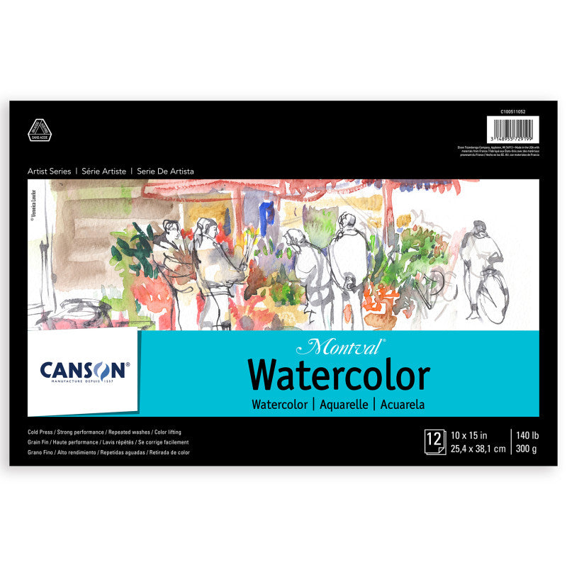 Artist Series Montval Watercolor Pad, Foldover Binding, Foldover Binding, 12 Sheet, 10x15 inch, 1 Count