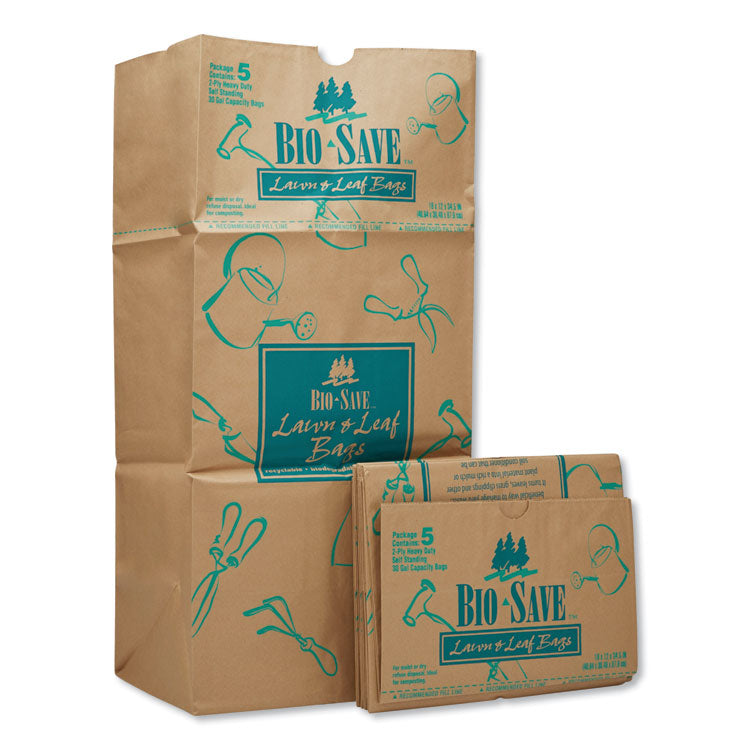 General - Lawn and Leaf Bags, 30 gal, 16" x 35", Kraft, 50 Bags