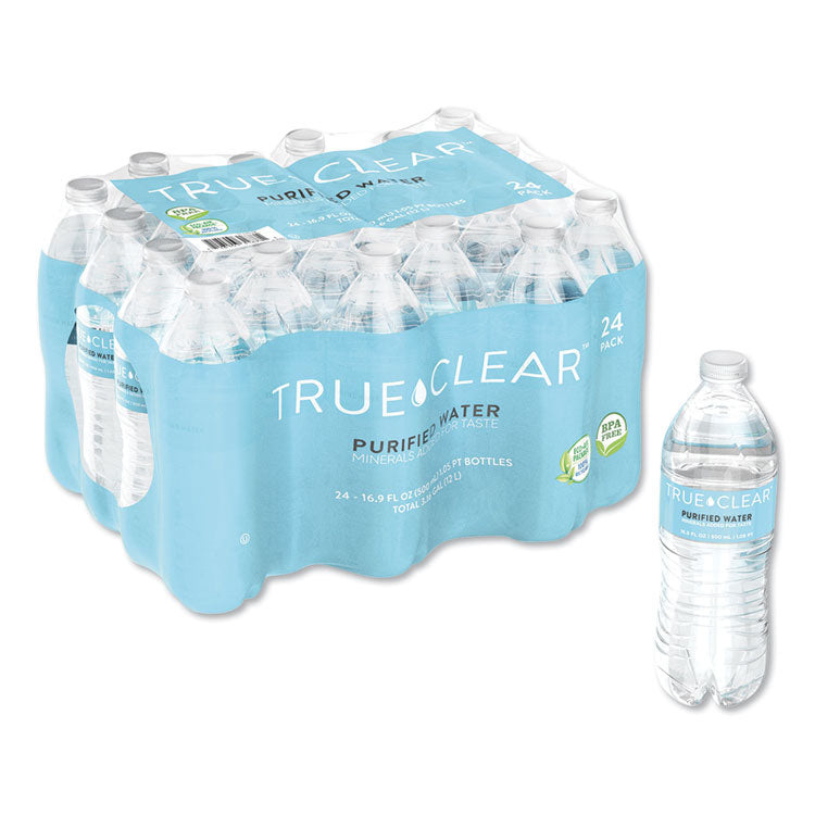 True Clear - Purified Bottled Water, 16.9 oz Bottle, 24 Bottles/Carton