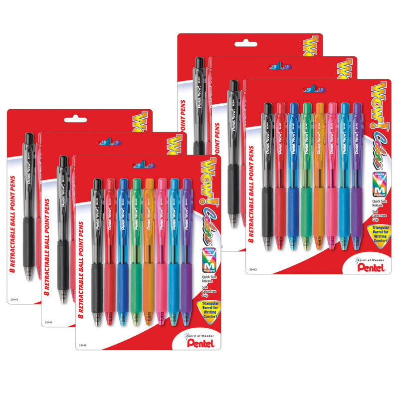 PENTEL - WOW!™ Retractable Ball Point Pens, Assorted, 8 Per Pack, 6 Packs