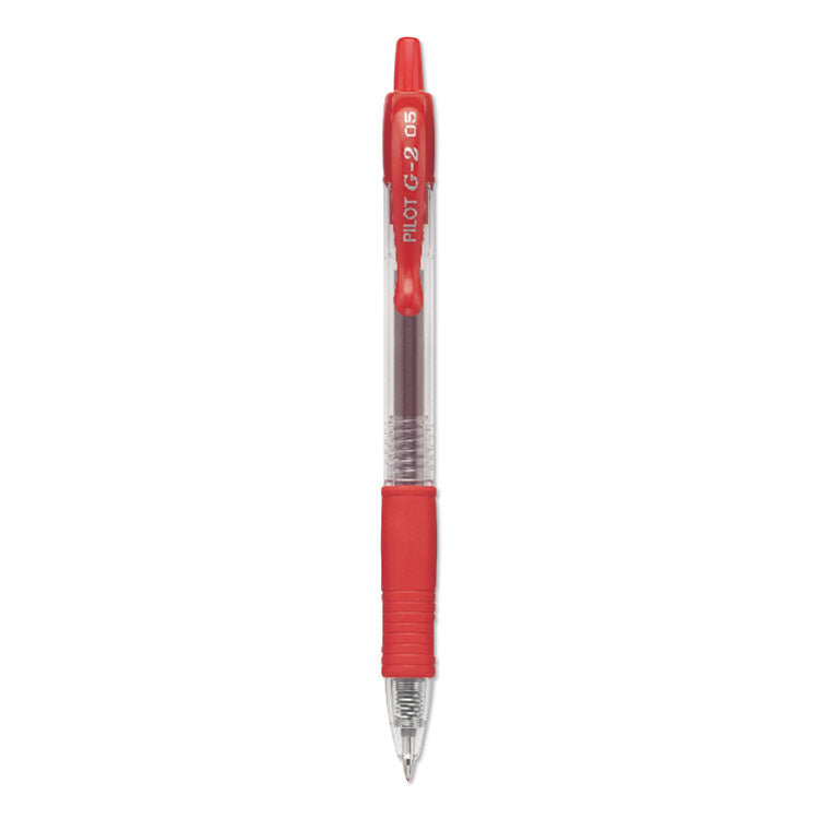 Pilot - G2 Premium Gel Pen, Retractable, Extra-Fine 0.5 mm, Red Ink, Smoke Barrel, Dozen