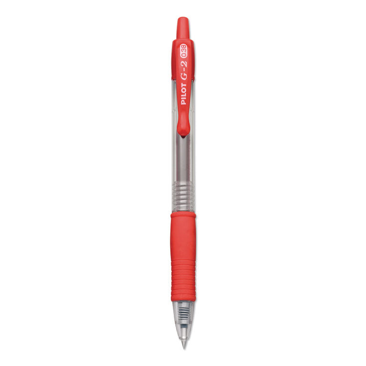 Pilot - G2 Premium Gel Pen Convenience Pack, Retractable, Extra-Fine 0.38 mm, Red Ink, Clear/Red Barrel