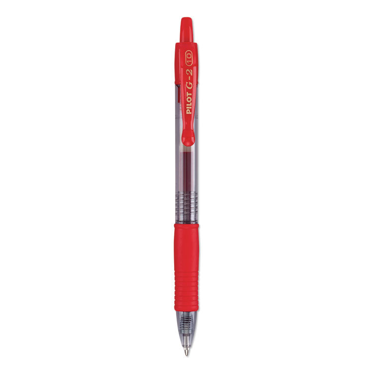 Pilot - G2 Premium Gel Pen, Retractable, Bold 1 mm, Red Ink, Smoke Barrel, Dozen