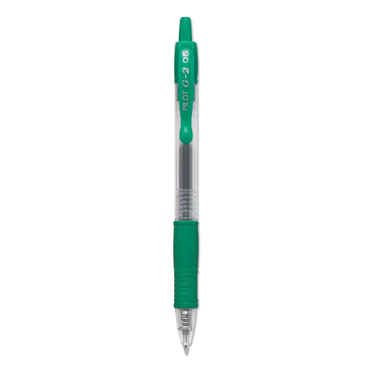 Pilot - G2 Premium Gel Pen, Retractable, Extra-Fine 0.5 mm, Green Ink, Smoke Barrel, Dozen