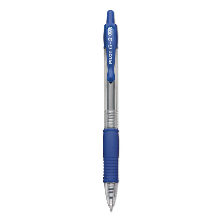 Pilot - G2 Premium Gel Pen Convenience Pack, Retractable, Extra-Fine 0.38 mm, Blue Ink, Clear/Blue Barrel, Dozen