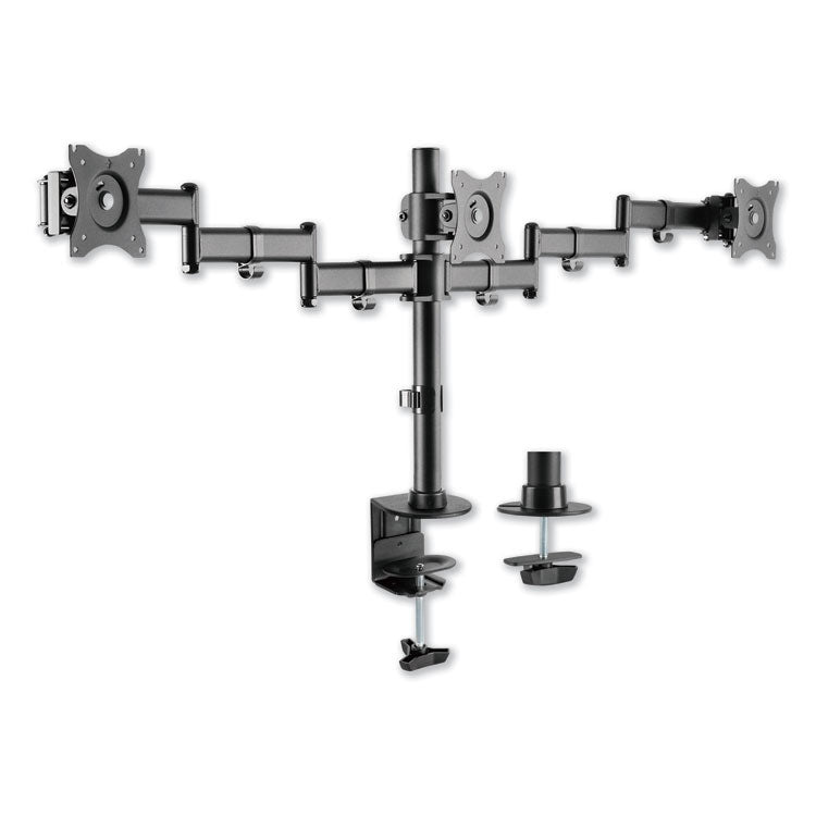 Alera - AdaptivErgo Pole-Mount Triple Arm for 27" Monitors, 360 deg Rotation, +45/-45 deg Tilt, 45 deg Pan, Black, Supports 17.6 lb