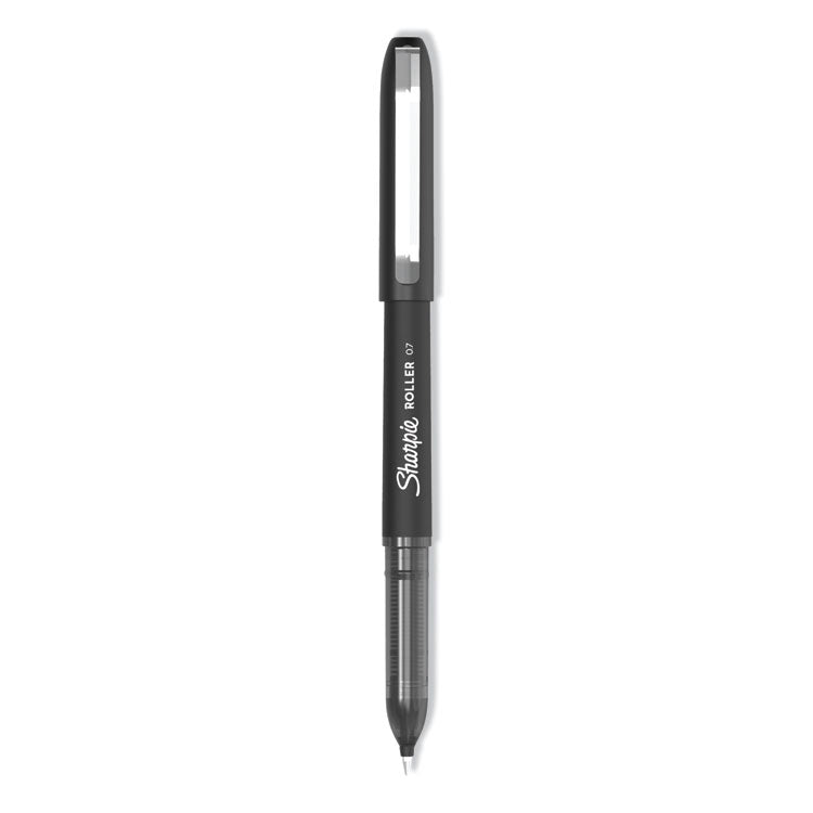 Sharpie Roller - Professional Design Roller Ball Pen, Stick, Medium 0.7 mm, Black Ink, Black Barrel, Dozen