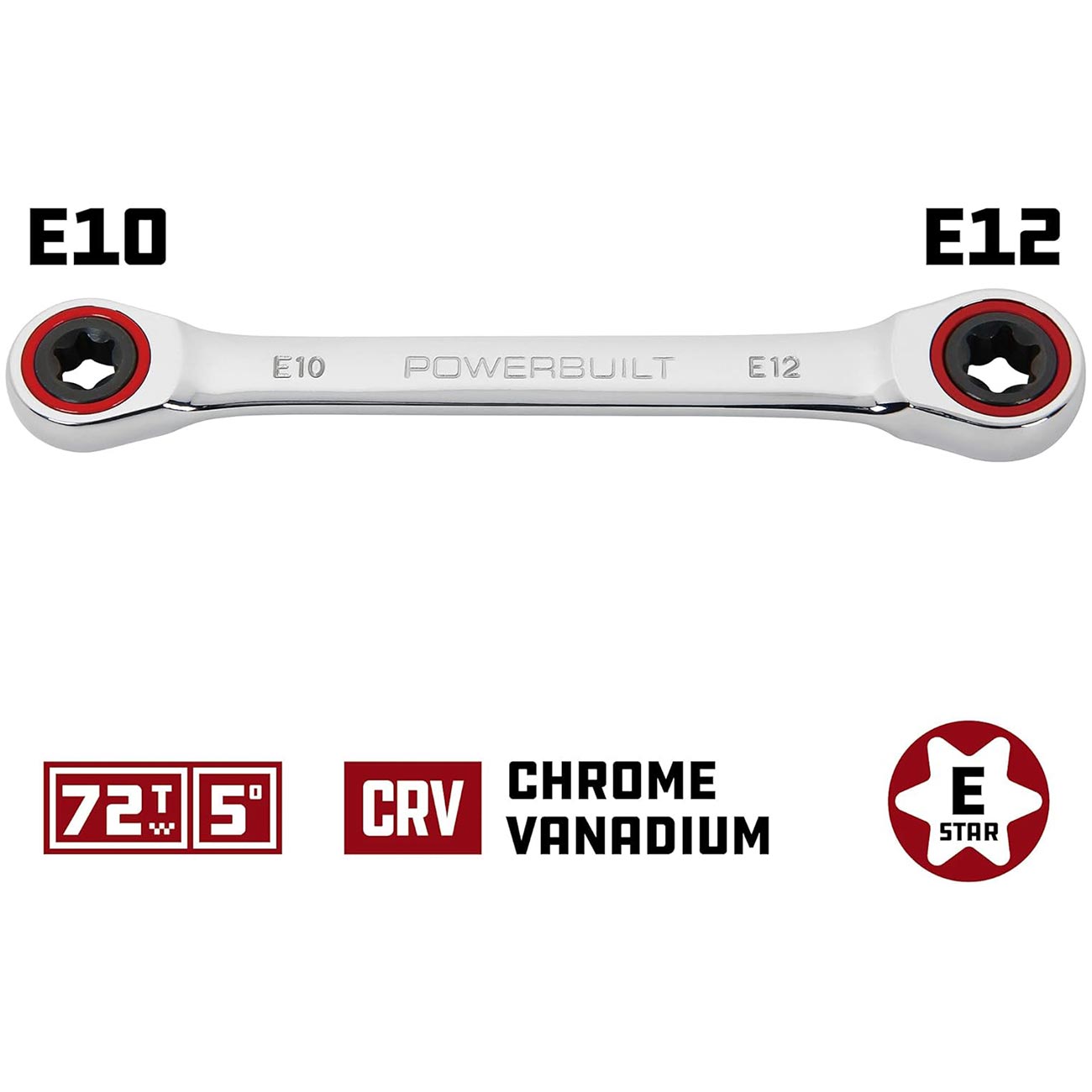 Powerbuilt Ratcheting Double Box-End E-Star Wrench - E10/E12
