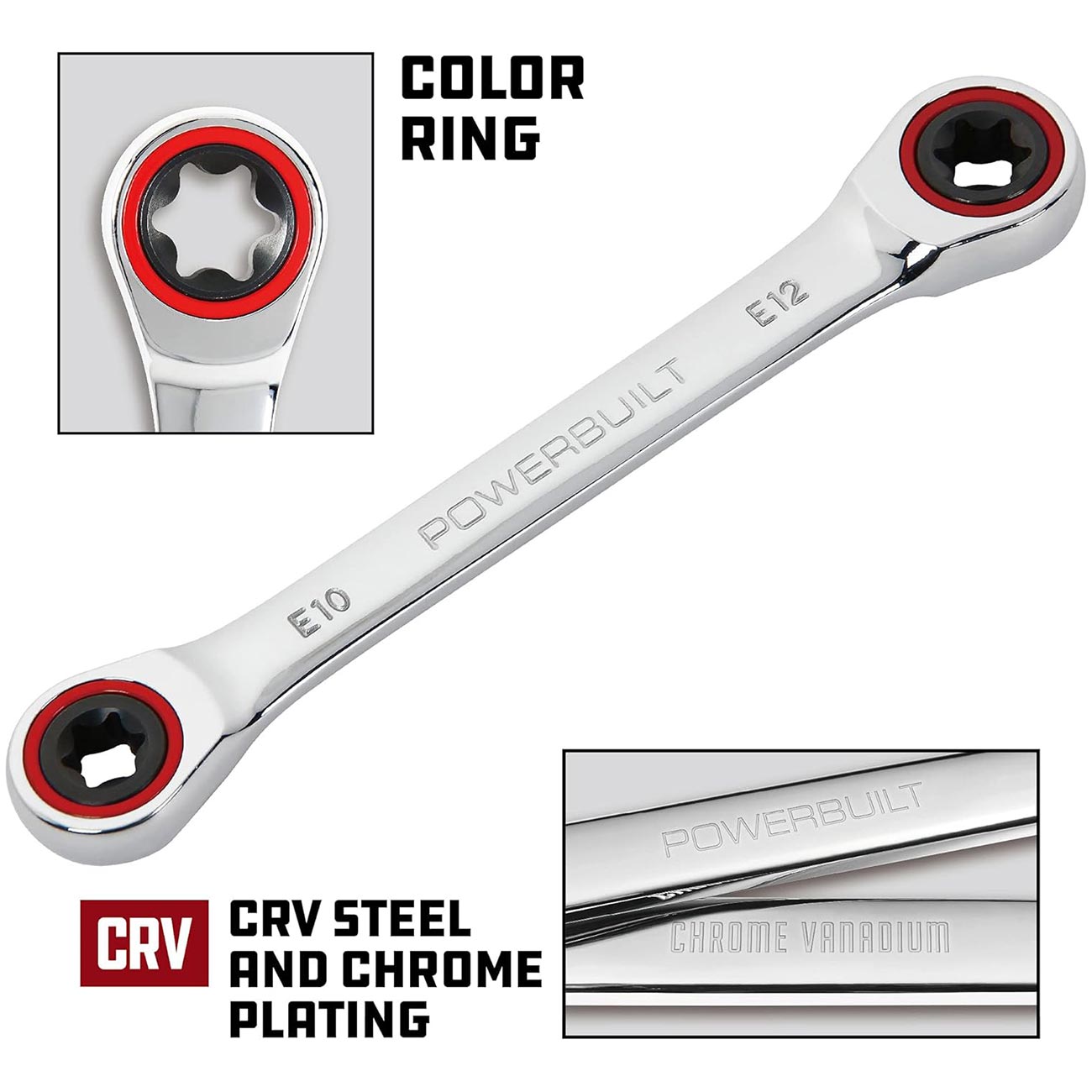 Powerbuilt Ratcheting Double Box-End E-Star Wrench - E10/E12