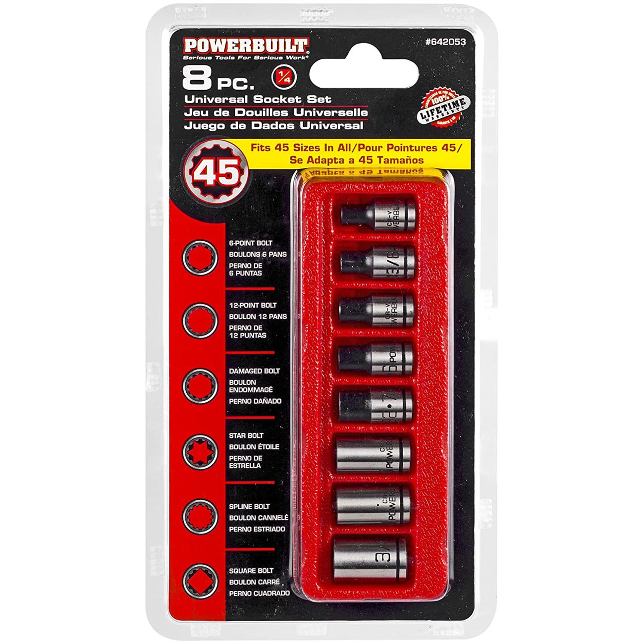 PowerBuilt 1/4" Drive Universal Socket Set with Storage Tray (8 Sockets)